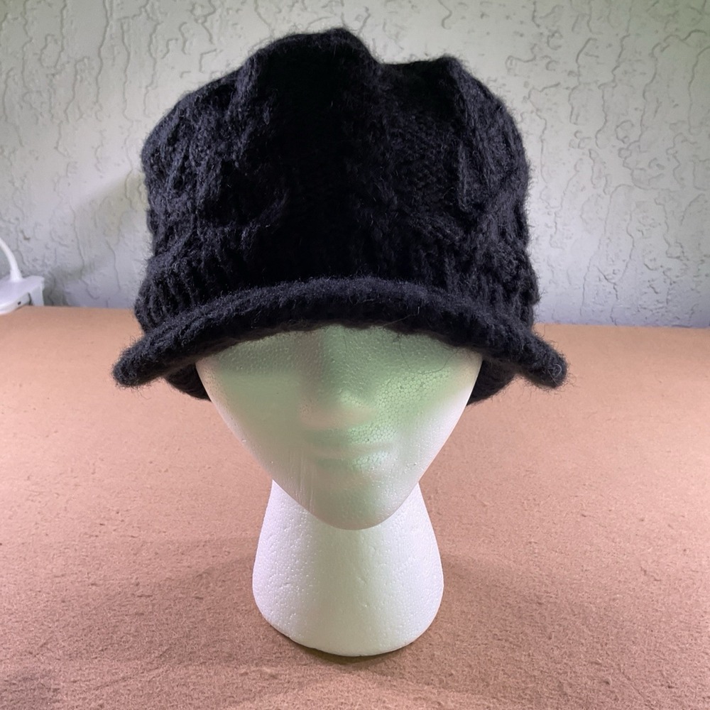 Comhats Wool Knit Visor Beanie Hat for Women Womens One Size, 68294_Black